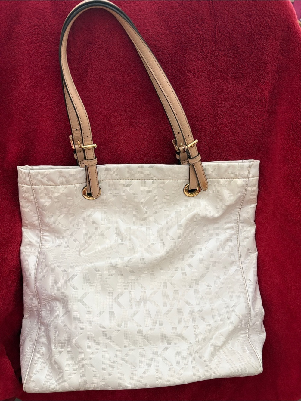 Michael Kors White Tote with leather straps